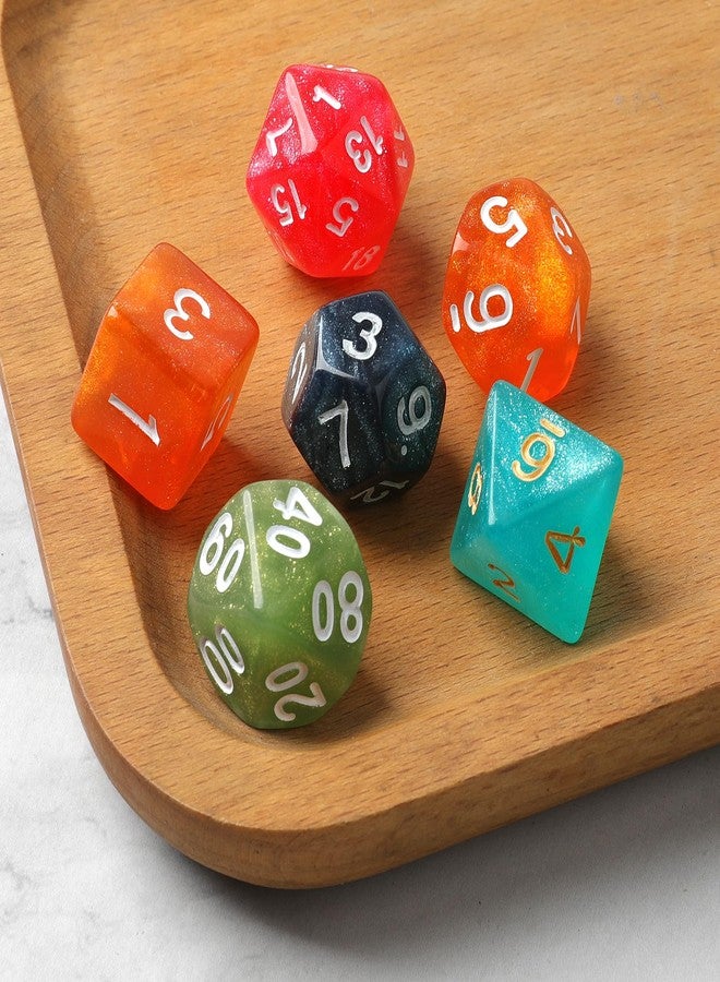 Grajar D&D Dice Set with Characters Pattern Dice Pouches, 42 Pcs polyhedral dice Set, PU Leather and Velvet dice Tray for Dungeons and Dragons D&D RPG MTG Table Games Nebula - Image 3